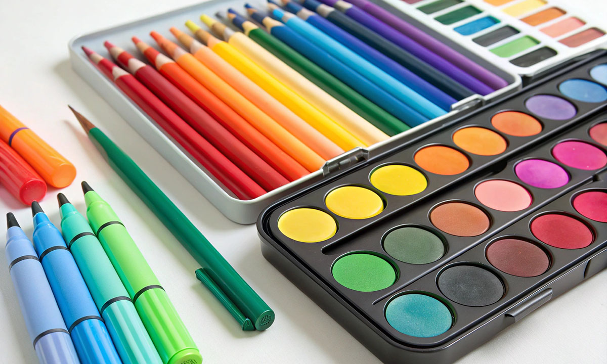 Фломастеры, маркеры, карандаши, краски для раскрасок